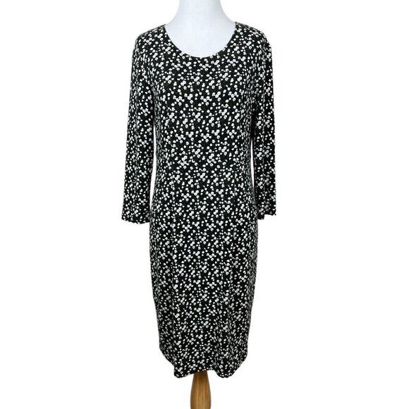 Max Mara Weekend Dress Womens Medium Black Green Floral Sheath Stretch Knit Knee - Picture 1 of 16